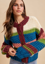 Load image into Gallery viewer, Chunky Knit Stripe Cardigan