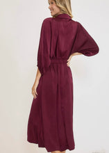 Load image into Gallery viewer, Merlot Satin Midi Dress