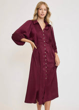 Load image into Gallery viewer, Merlot Satin Midi Dress