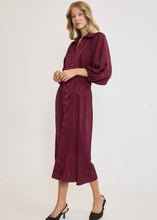 Load image into Gallery viewer, Merlot Satin Midi Dress