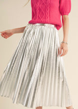 Load image into Gallery viewer, Silver Pleated Midi Skirt
