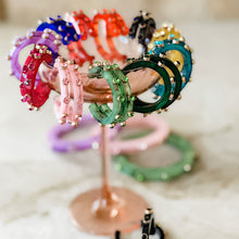 Load image into Gallery viewer, Black Resin + Rhinestone Studded Color Hoop