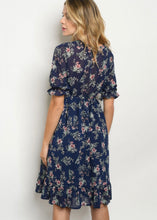 Load image into Gallery viewer, Layered Floral Navy Dress