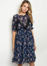 Load image into Gallery viewer, Layered Floral Navy Dress