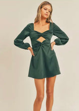 Load image into Gallery viewer, Satin Hunter Cutout Mini Dress