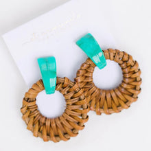 Load image into Gallery viewer, St. Armands Turquoise Bali Rattan Circles