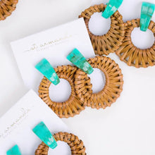 Load image into Gallery viewer, St. Armands Turquoise Bali Rattan Circles
