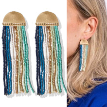 Load image into Gallery viewer, Riley Teal Mix Vertical Stripe Earrings