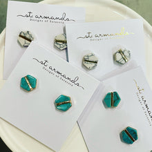 Load image into Gallery viewer, St. Armands White Marble Hex Studs