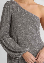 Load image into Gallery viewer, Gunmetal Sequin One Shoulder Top