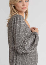 Load image into Gallery viewer, Gunmetal Sequin One Shoulder Top
