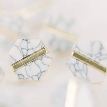 Load image into Gallery viewer, St. Armands White Marble Hex Studs